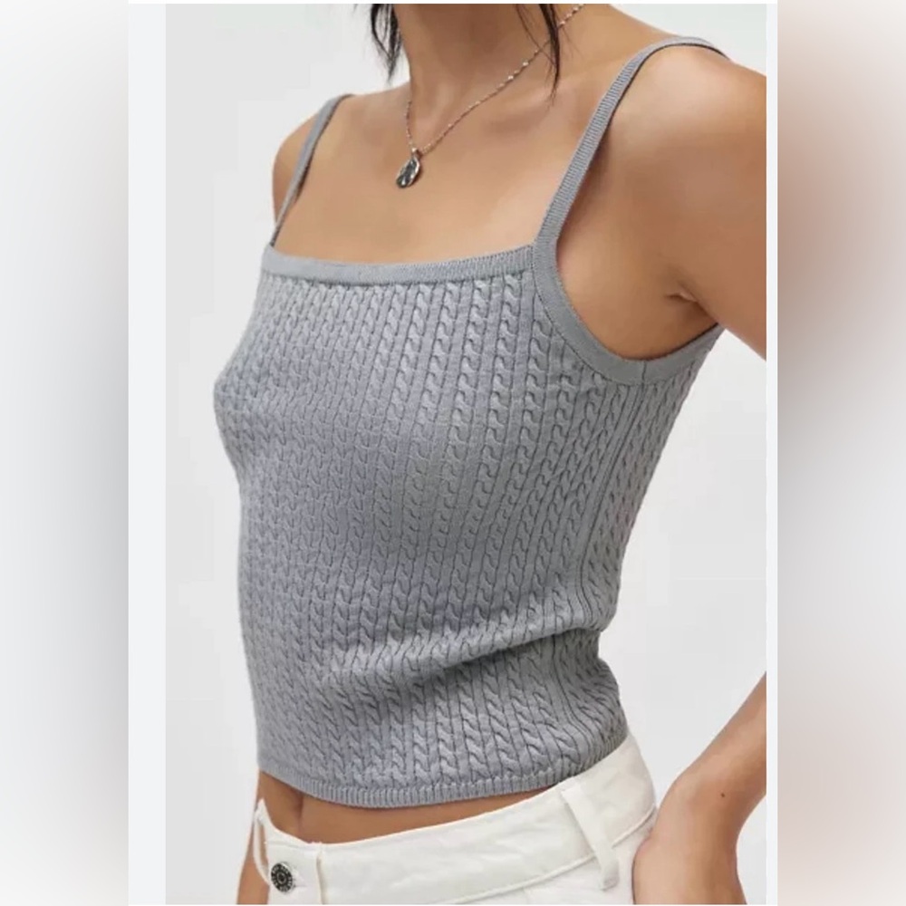 NWT Urban Outfitters Pamela Cable Knit Tank. Grey M. Streetwear, Girlie, Modern